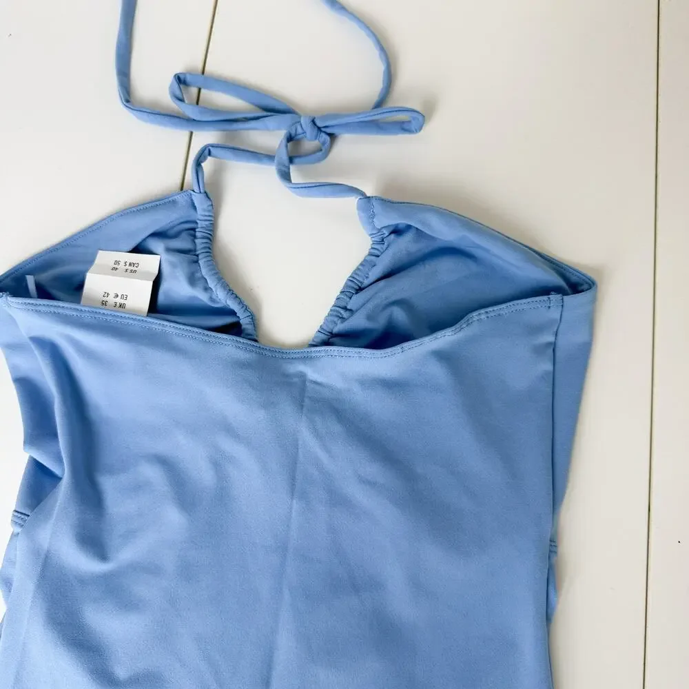 New Abercrombie & Fitch Bodysuit Halter Light Blue Top $40 - S